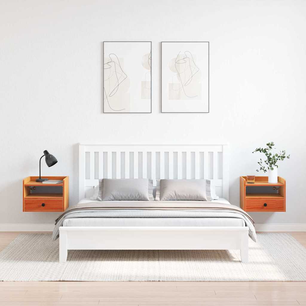 Bedside Table 2 pcs Wax brown 38 x 36 x 29.5 cm Solid pine wood