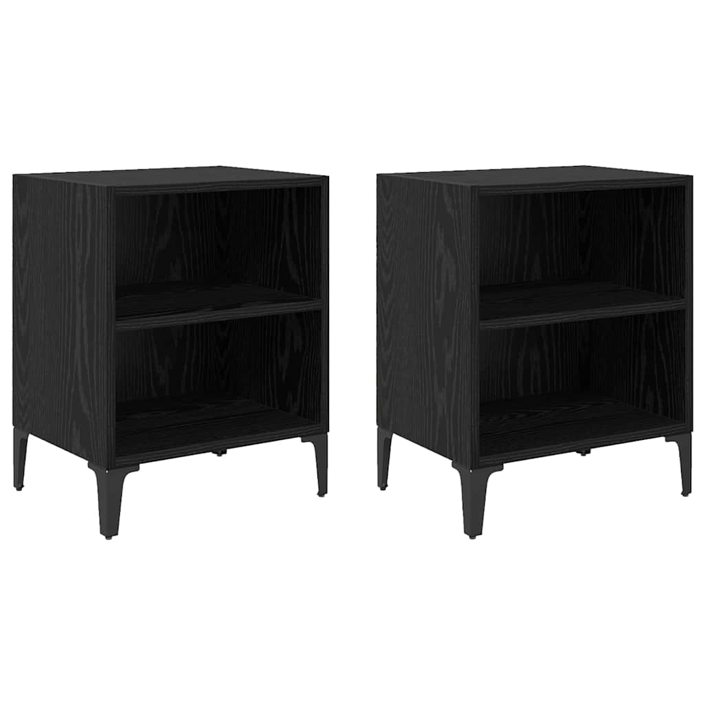 Bedside Cabinet 2 pcs Black oak 40 x 30 x 50 cm Engineered wood