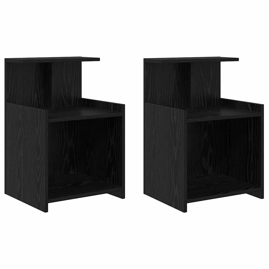 Bedside Cabinet 2 pcs Black oak 40 x 35 x 60 cm Engineered wood