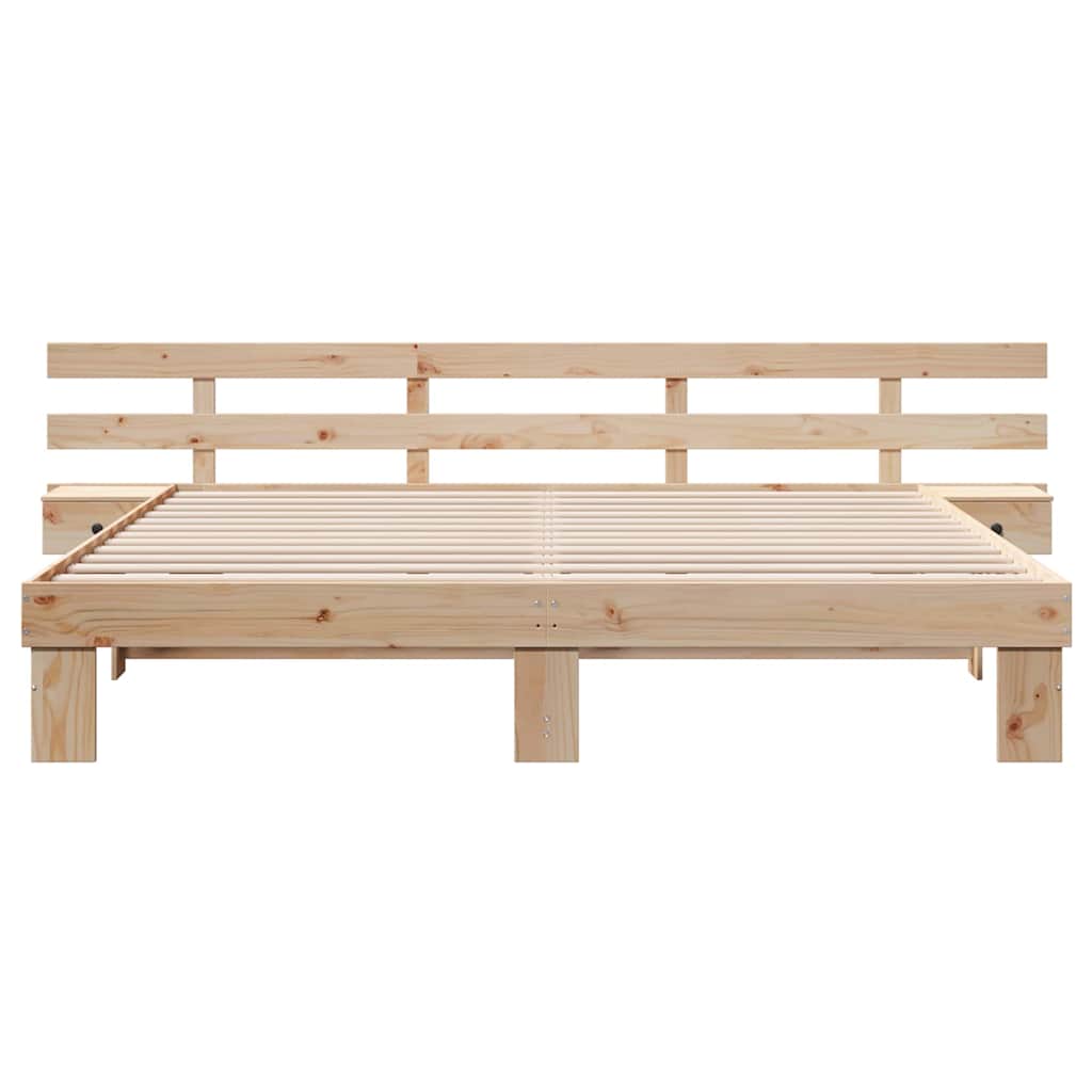 Bed Frame with Drawer Brown 200 x 200 cm Solid pine wood