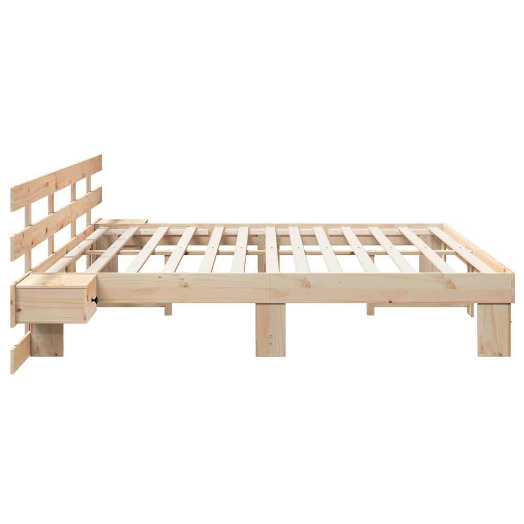 Bed Frame with Drawer Brown 200 x 200 cm Solid pine wood