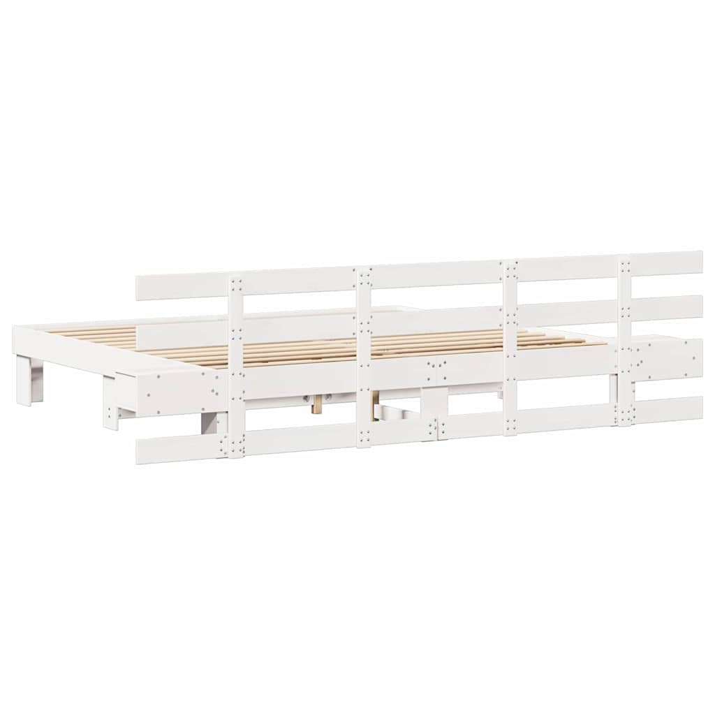 Bed Frame with Drawer White 200 x 200 cm Wood