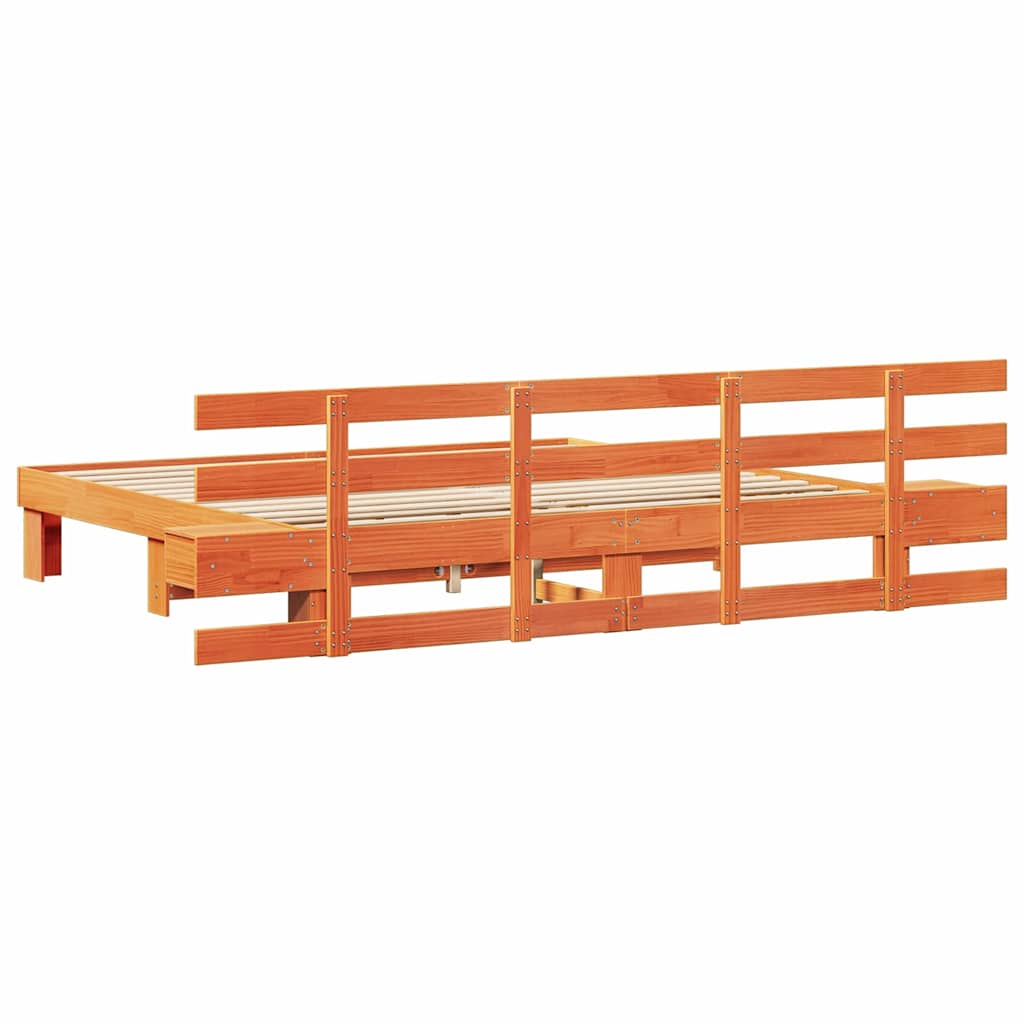 Bed Frame with Drawer Brown 200 x 200 cm Solid pine wood