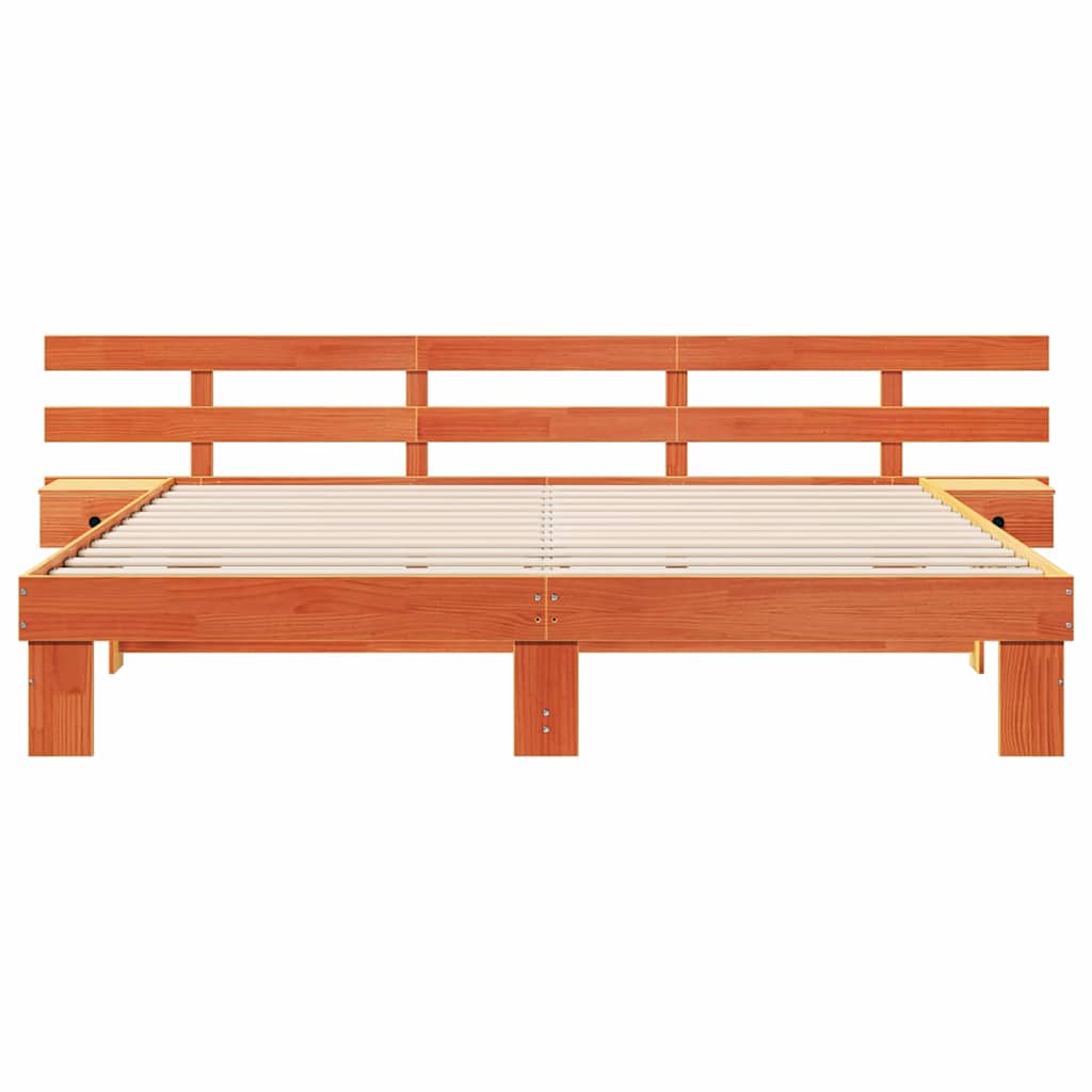 Bed Frame with Drawer Brown 200 x 200 cm Solid pine wood