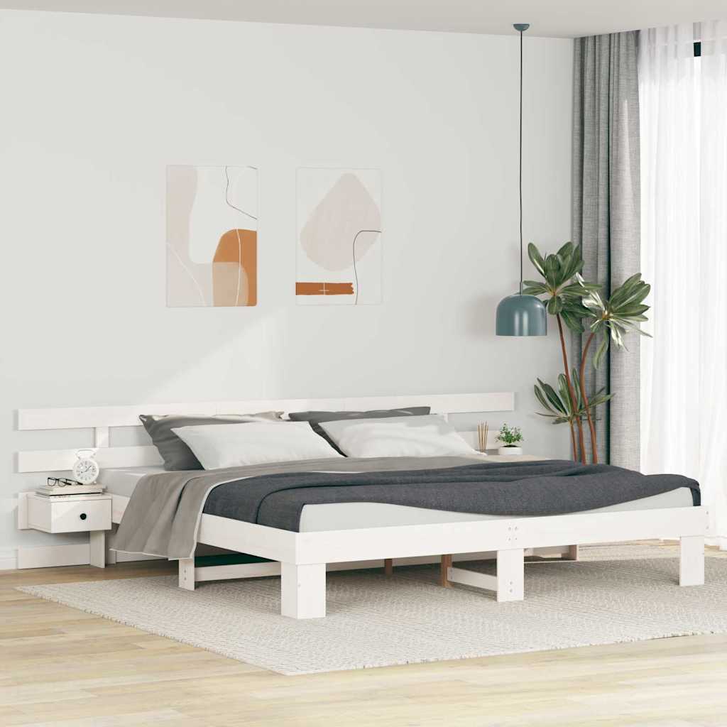 Bed Frame with Drawer White 180 x 200 cm Wood