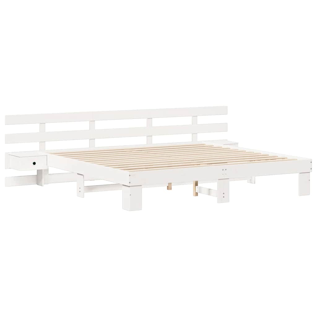 Bed Frame with Drawer White 180 x 200 cm Wood