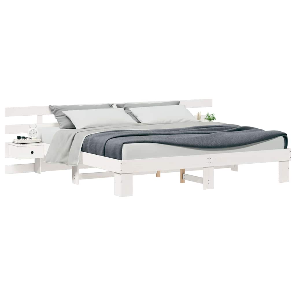 Bed Frame with Drawer White 180 x 200 cm Wood