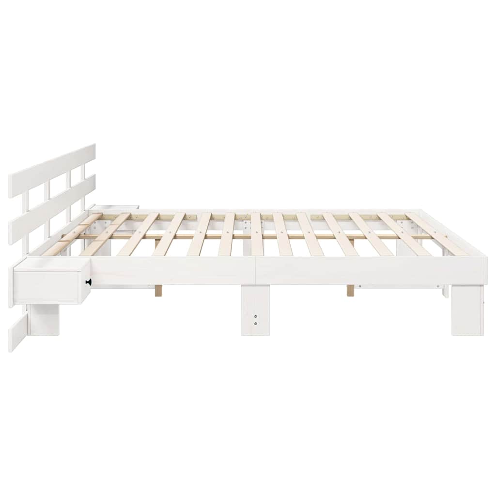 Bed Frame with Drawer White 180 x 200 cm Wood