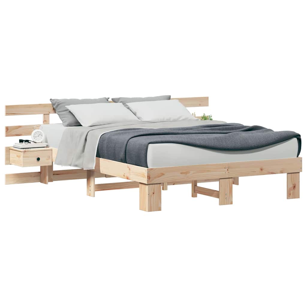 Bed Frame with Drawer Brown 160 x 200 cm Solid pine wood
