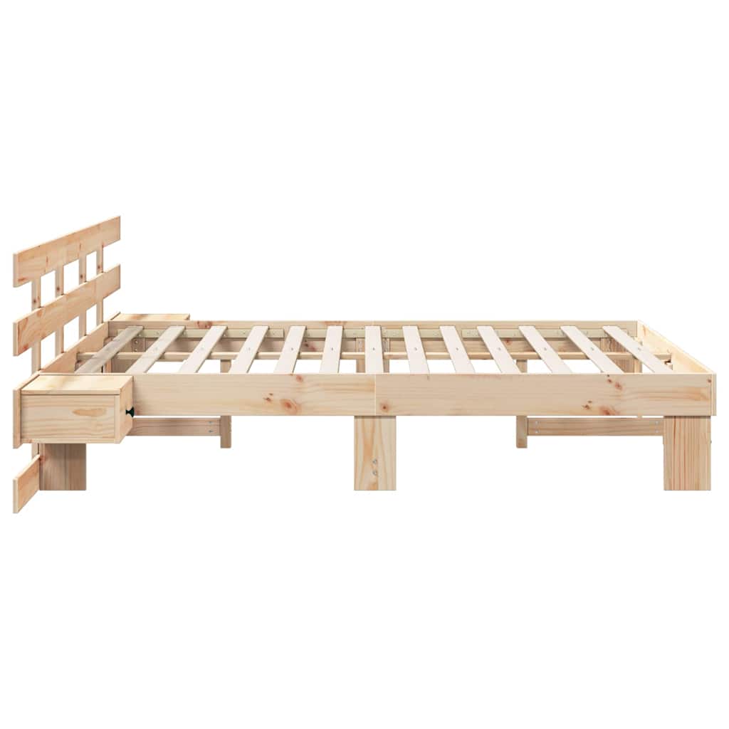 Bed Frame with Drawer Brown 150 x 200 cm Solid pine wood