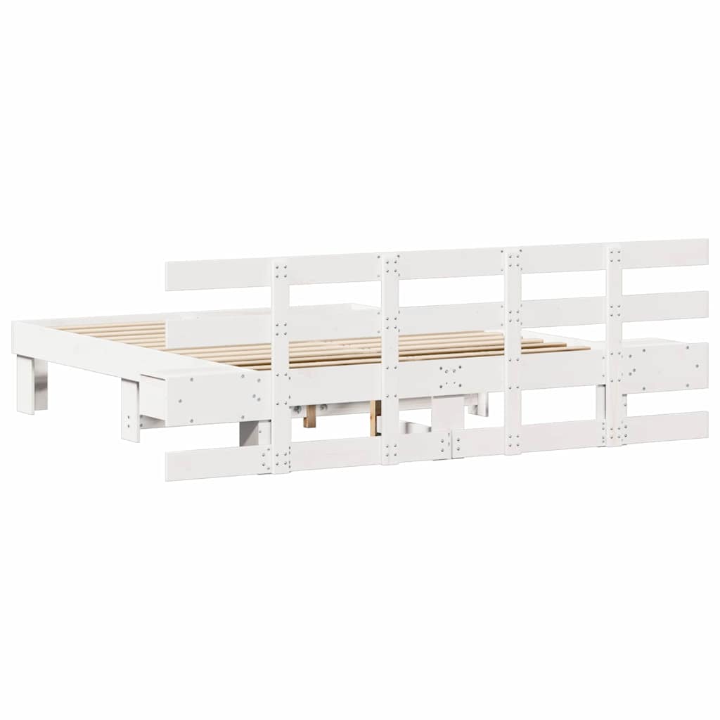Bed Frame with Drawer White 150 x 200 cm Wood