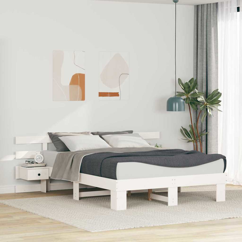 Bed Frame with Drawer White 140 x 200 cm