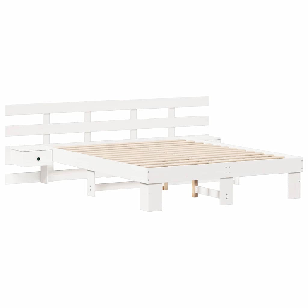 Bed Frame with Drawer White 140 x 200 cm