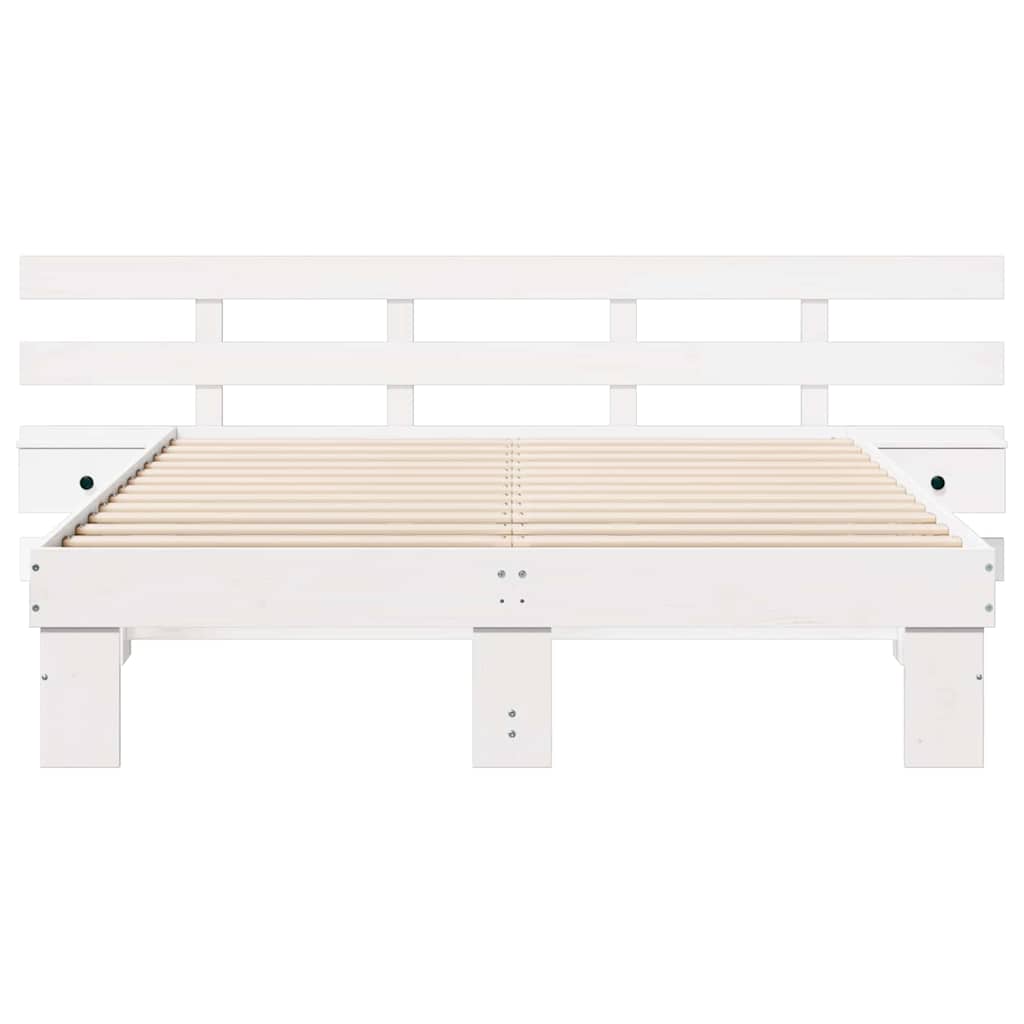 Bed Frame with Drawer White 140 x 200 cm