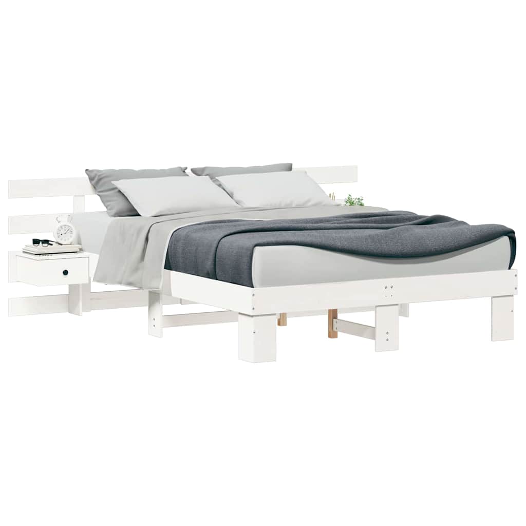 Bed Frame with Drawer White 140 x 200 cm