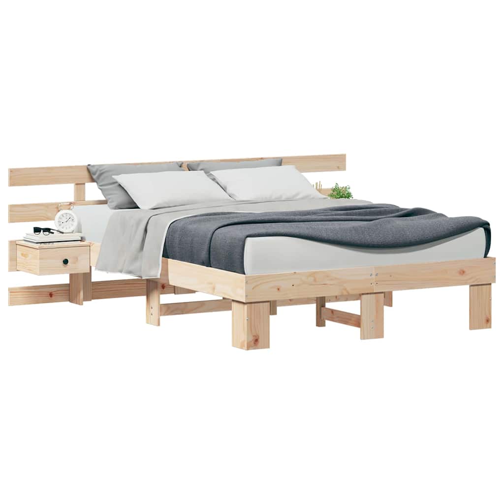 Bed Frame with Drawer Brown 140 x 190 cm