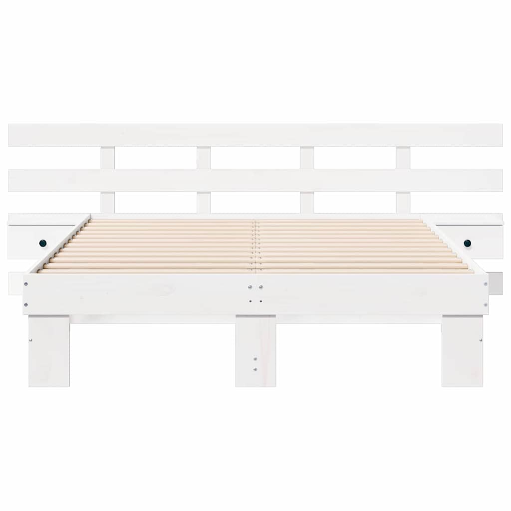 Bed Frame with Drawer White 140 x 190 cm