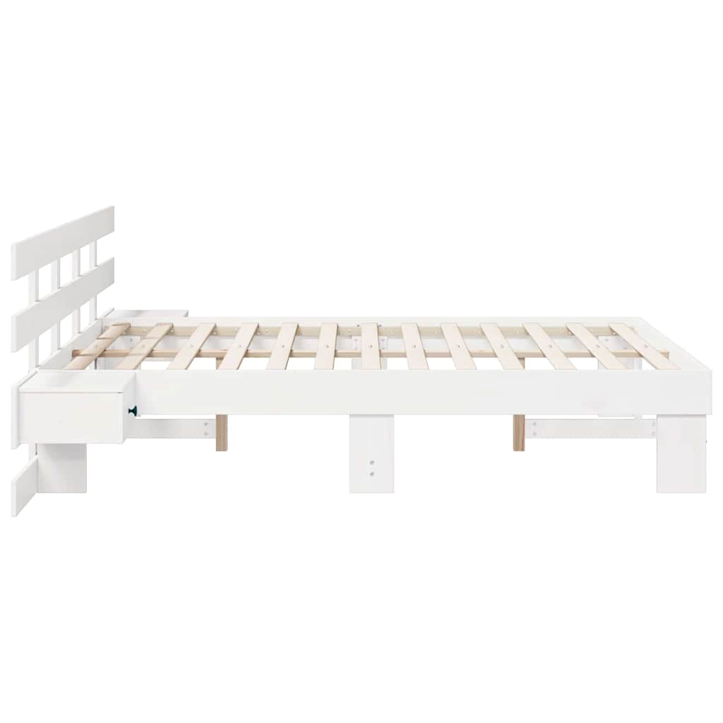 Bed Frame with Drawer White 140 x 190 cm