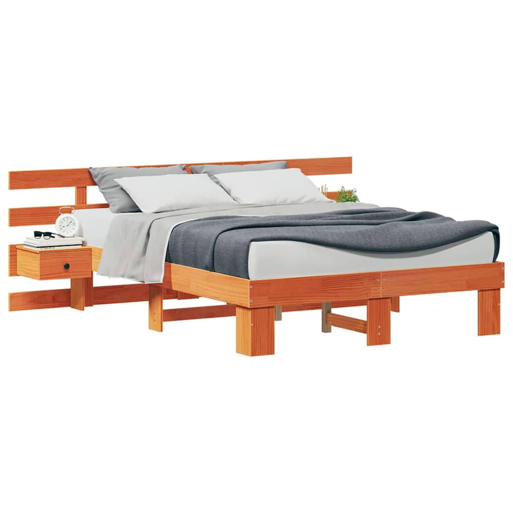 Bed Frame with Drawer Brown 140 x 190 cm
