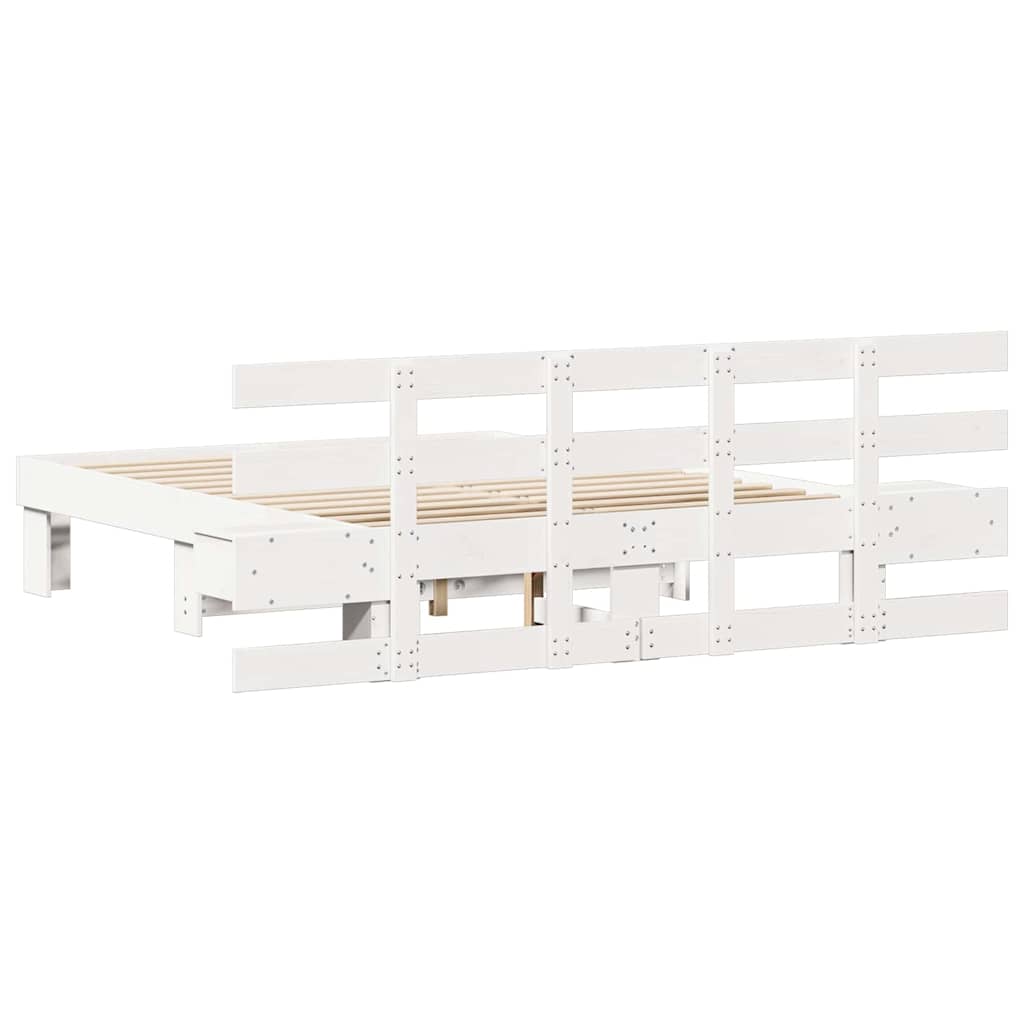 Bed Frame with Drawer White 135 x 190 cm