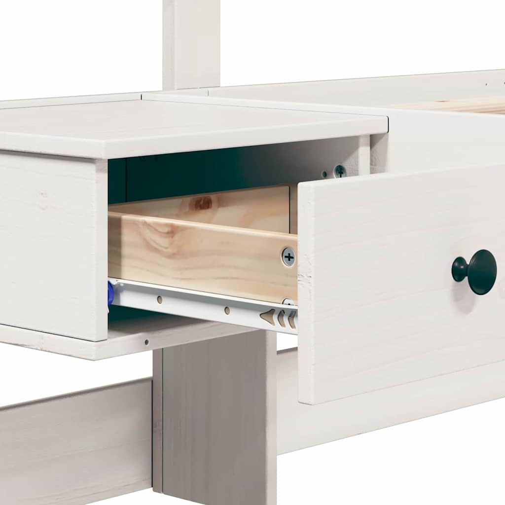 Bed Frame with Drawer White 120 x 190 cm Solid wood