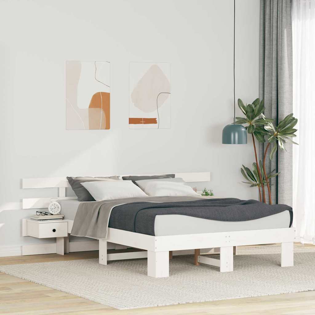 Bed Frame with Drawer White 120 x 190 cm Solid wood