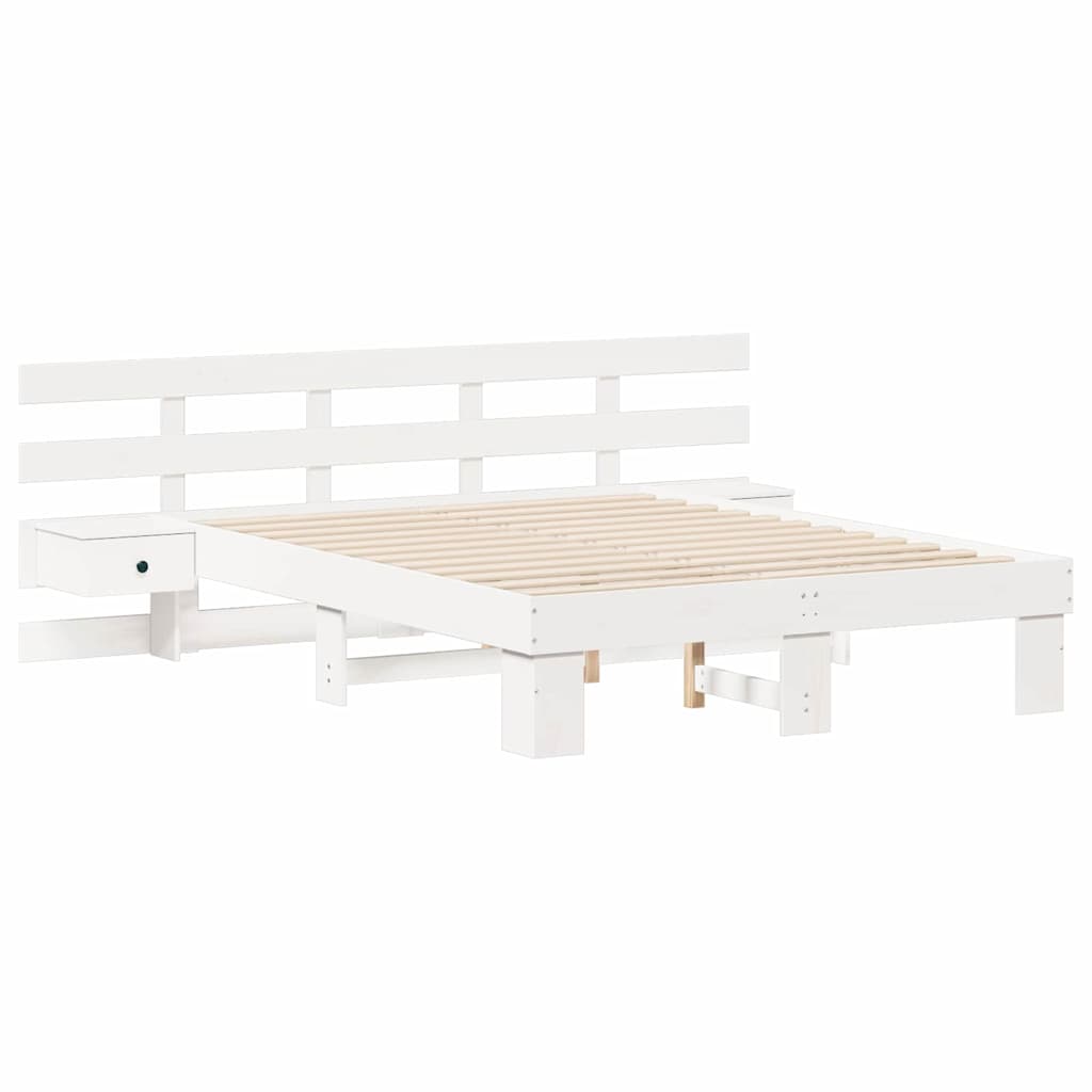 Bed Frame with Drawer White 120 x 190 cm Solid wood
