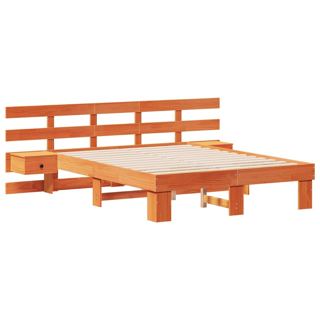 Bed Frame with Drawer Brown 120 x 190 cm Solid pine wood