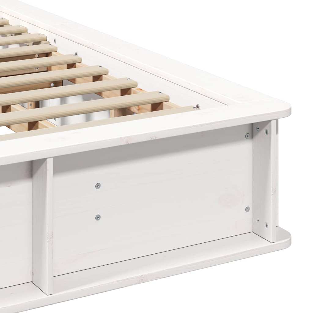 Bed Frame with Storage White 200 x 200 cm Solid Pine Wood