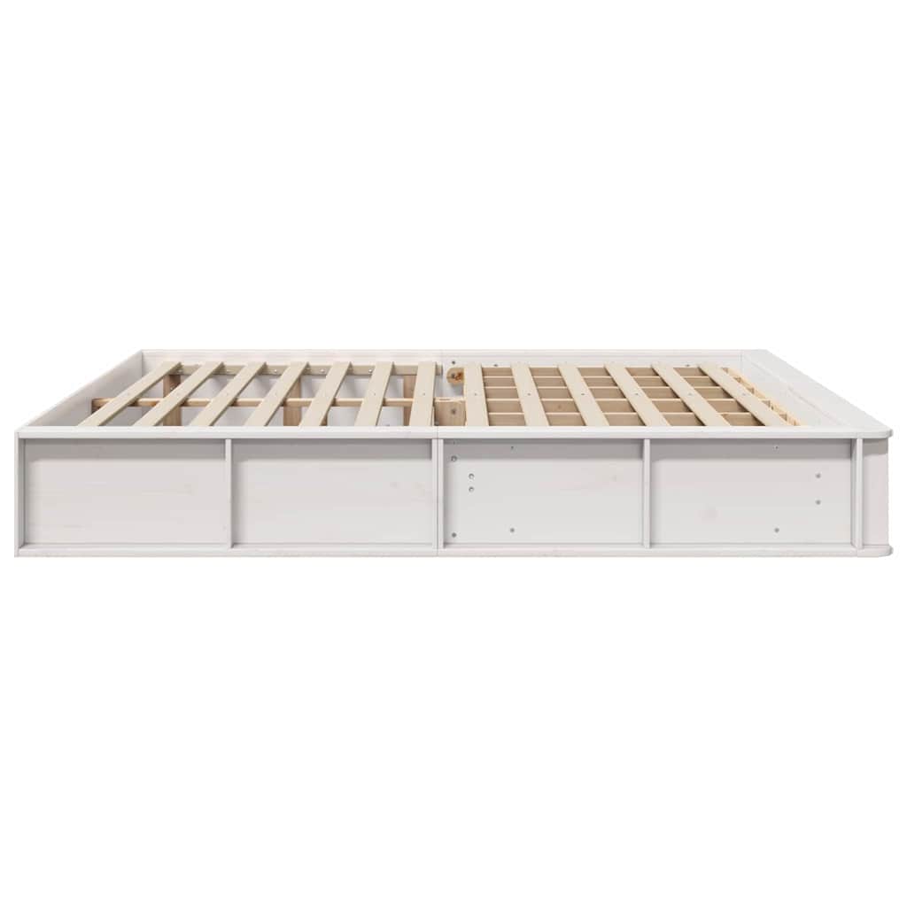 Bed Frame with Storage White 180 x 200 cm Solid Pine Wood