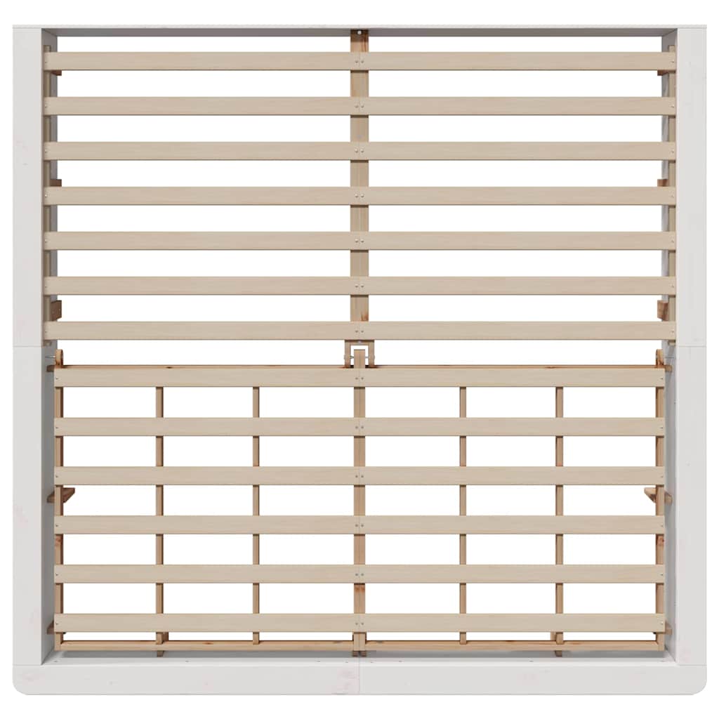 Bed Frame with Storage White 180 x 200 cm Solid Pine Wood