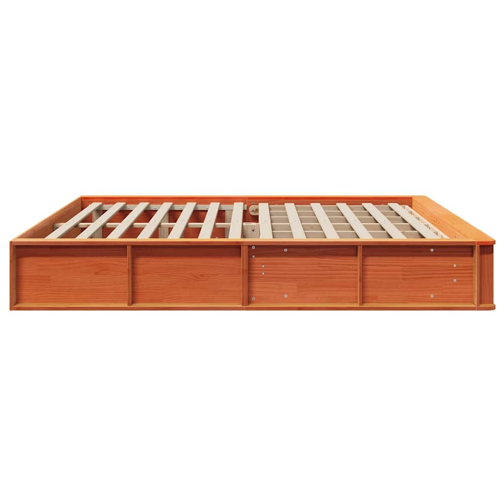 Bed Frame with Storage Wax brown 180 x 200 cm Solid Pine Wood