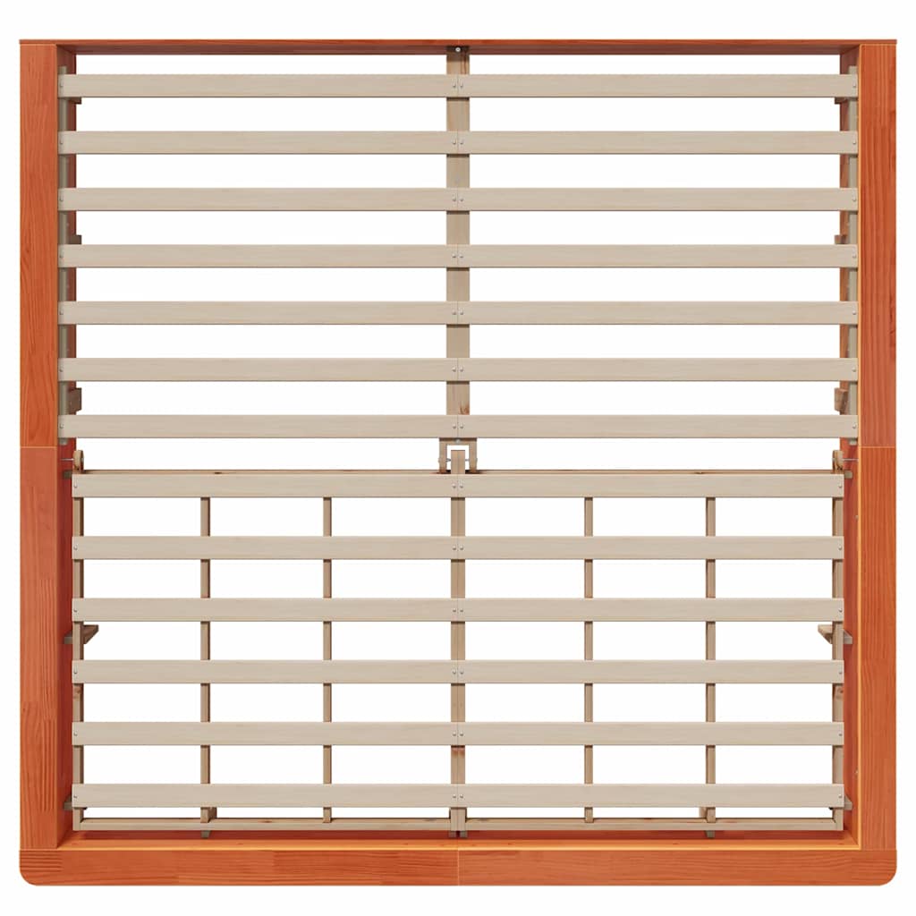 Bed Frame with Storage Wax brown 180 x 200 cm Solid Pine Wood