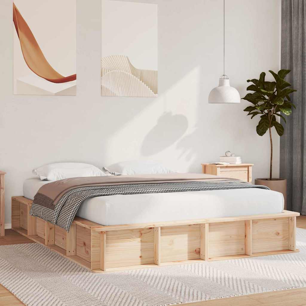Bed Frame Solid Pine Wood 160 x 200 cm Solid Pine Wood