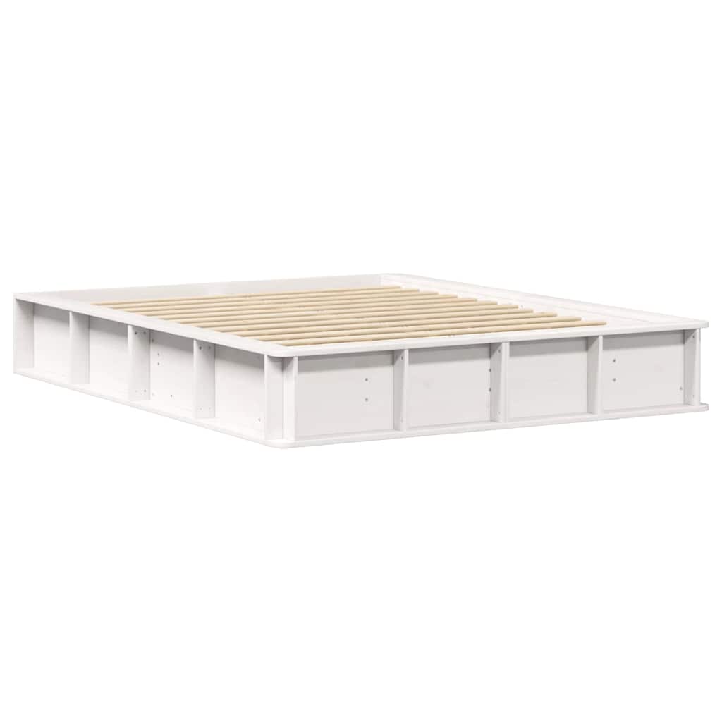 Bed Frame with Storage White 160 x 200 cm Solid Pine Wood
