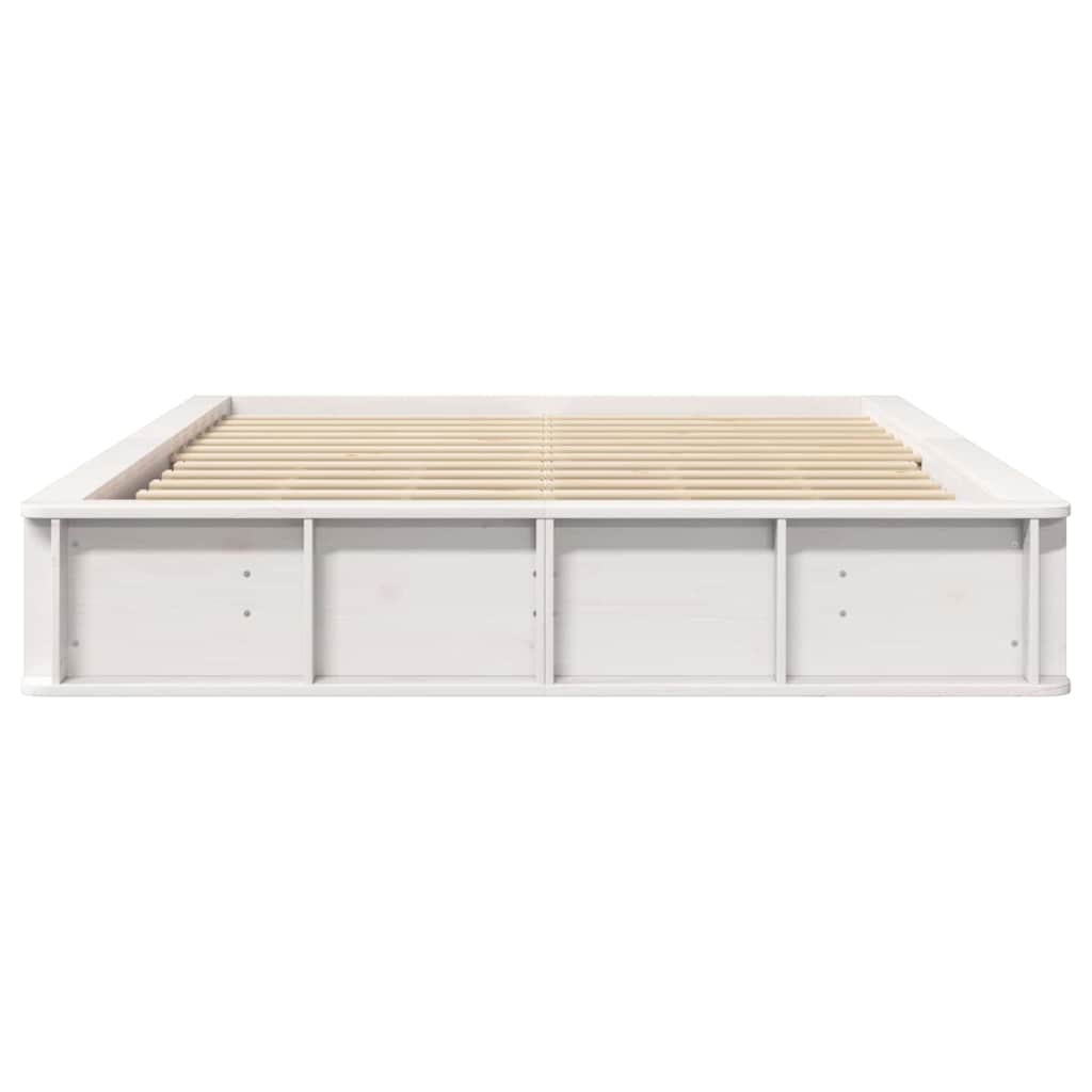 Bed Frame with Storage White 160 x 200 cm Solid Pine Wood