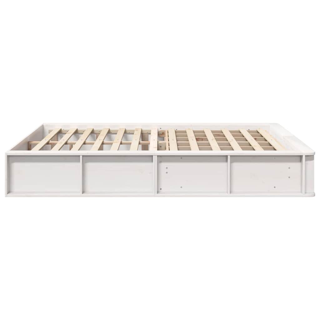 Bed Frame with Storage White 160 x 200 cm Solid Pine Wood