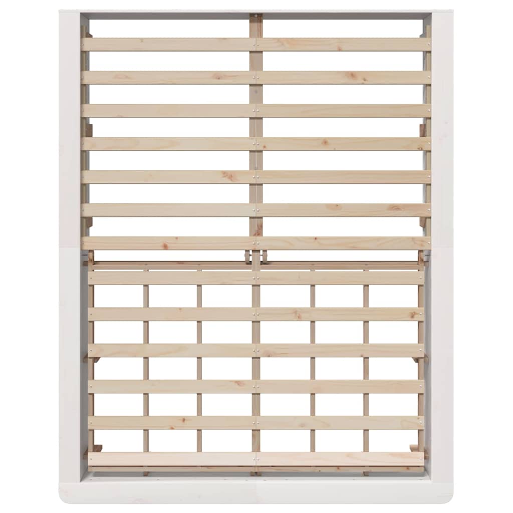 Bed Frame with Storage White 160 x 200 cm Solid Pine Wood