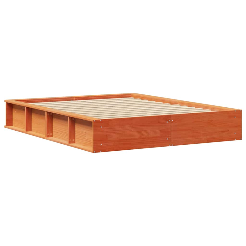 Bed Frame with Storage Wax brown 160 x 200 cm Solid Pine Wood