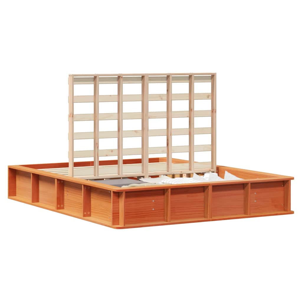 Bed Frame with Storage Wax brown 160 x 200 cm Solid Pine Wood