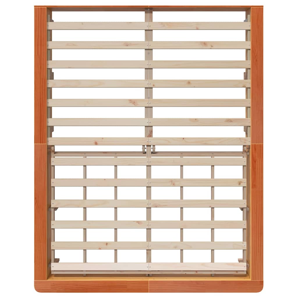 Bed Frame with Storage Wax brown 160 x 200 cm Solid Pine Wood