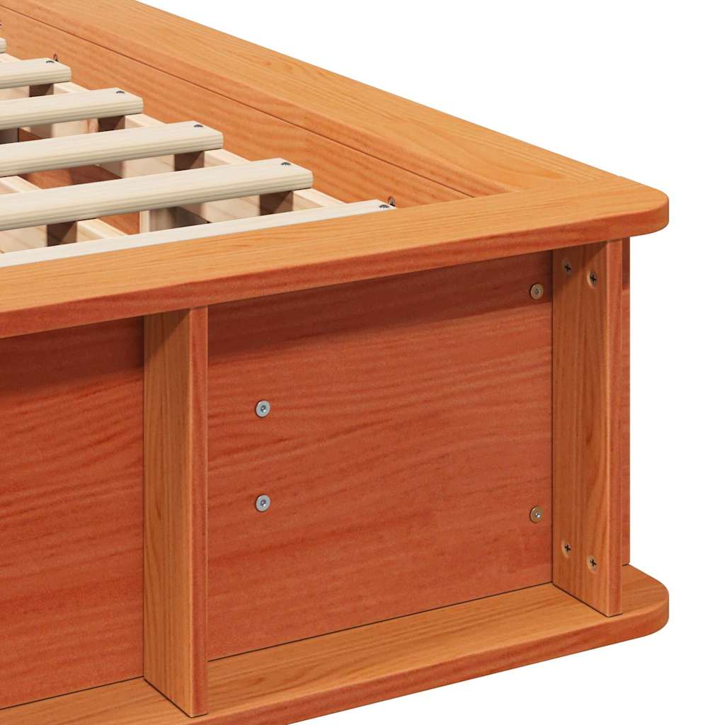 Bed Frame with Storage Wax brown 150 x 200 cm Solid Pine Wood