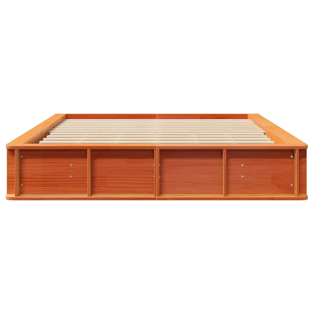 Bed Frame with Storage Wax brown 150 x 200 cm Solid Pine Wood