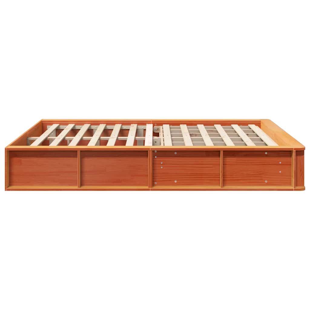Bed Frame with Storage Wax brown 150 x 200 cm Solid Pine Wood