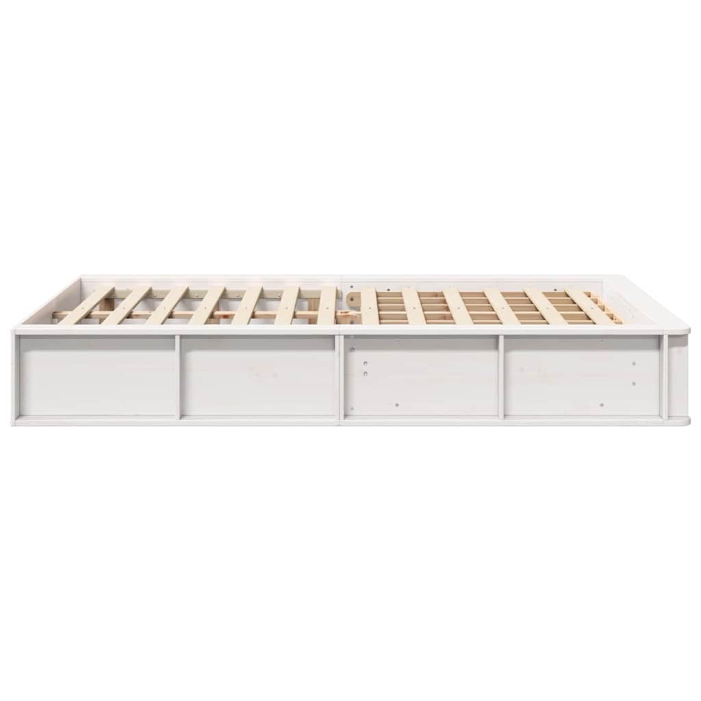 Bed Frame with Storage White 140 x 200 cm Solid Pine Wood