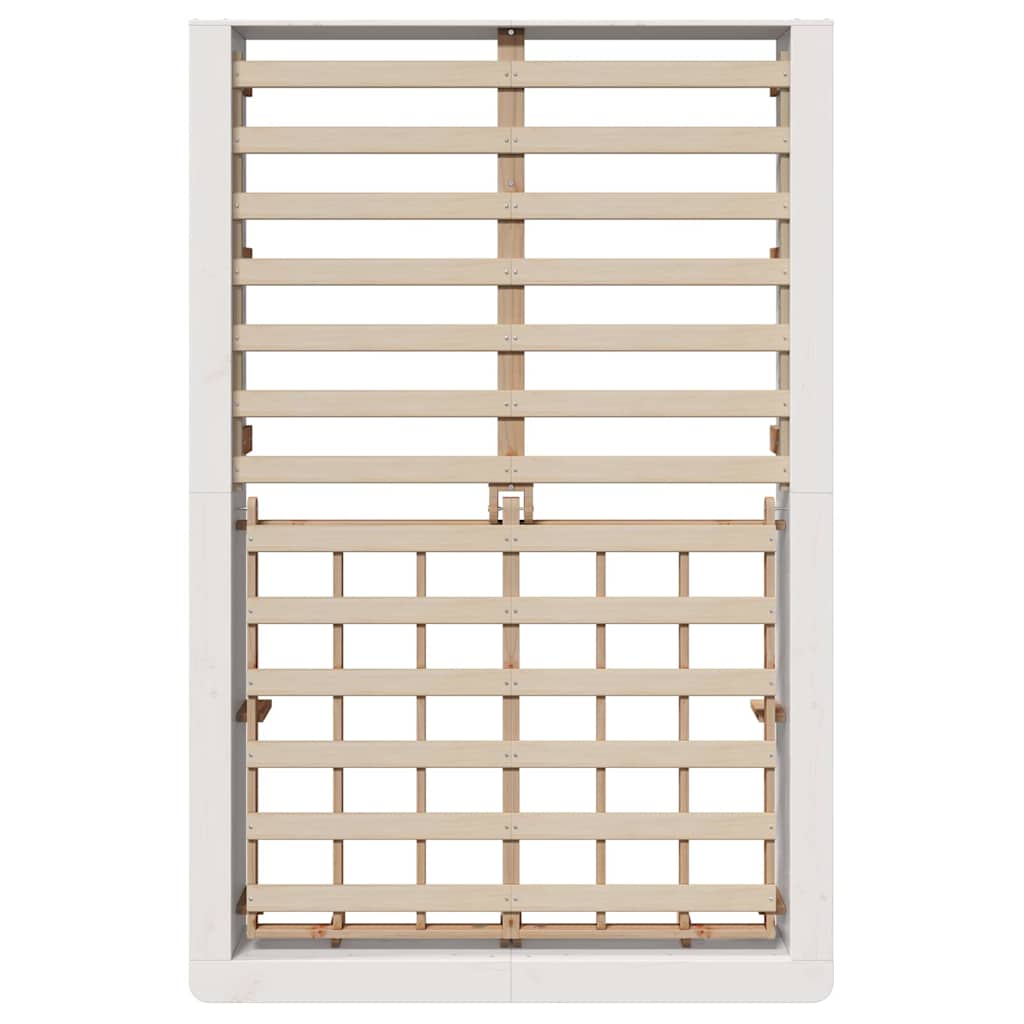 Bed Frame with Storage White 140 x 200 cm Solid Pine Wood