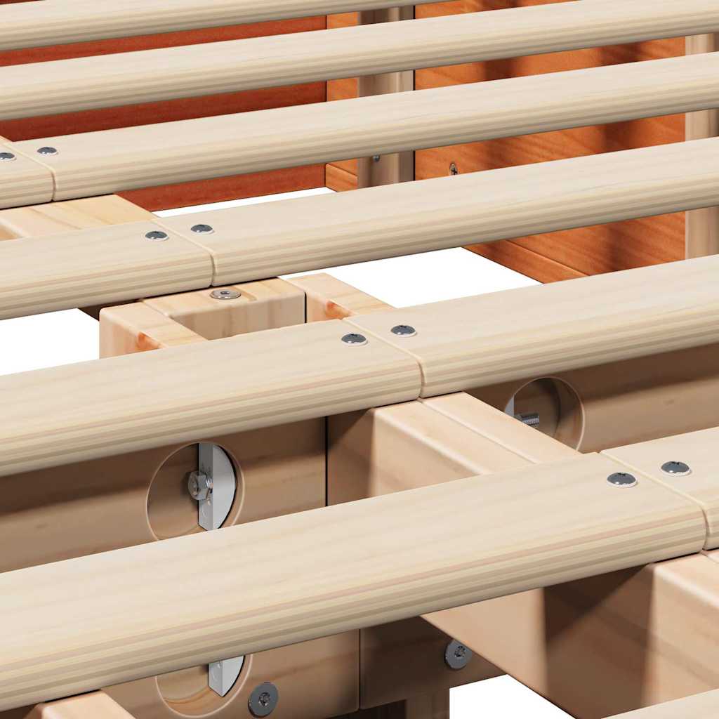 Bed Frame with Storage Wax brown 140 x 200 cm Solid Pine Wood