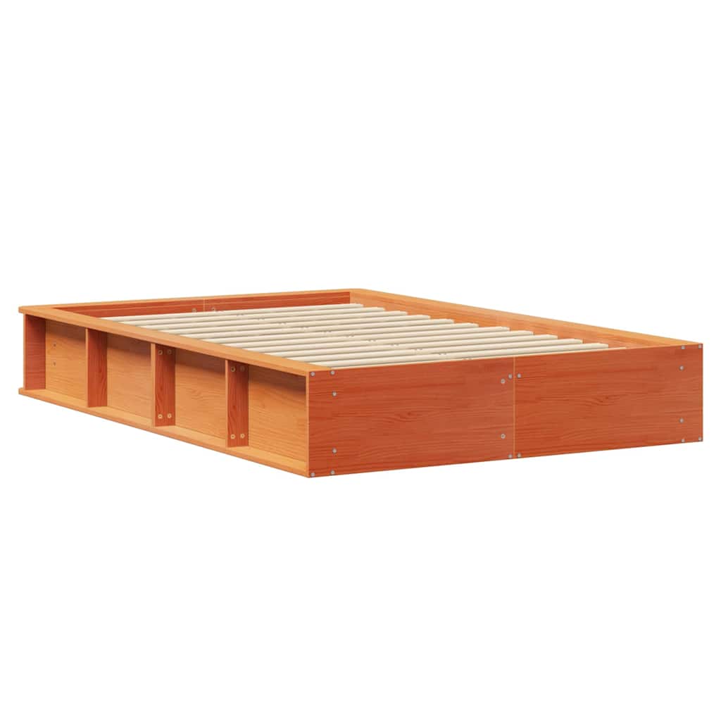 Bed Frame with Storage Wax brown 140 x 200 cm Solid Pine Wood