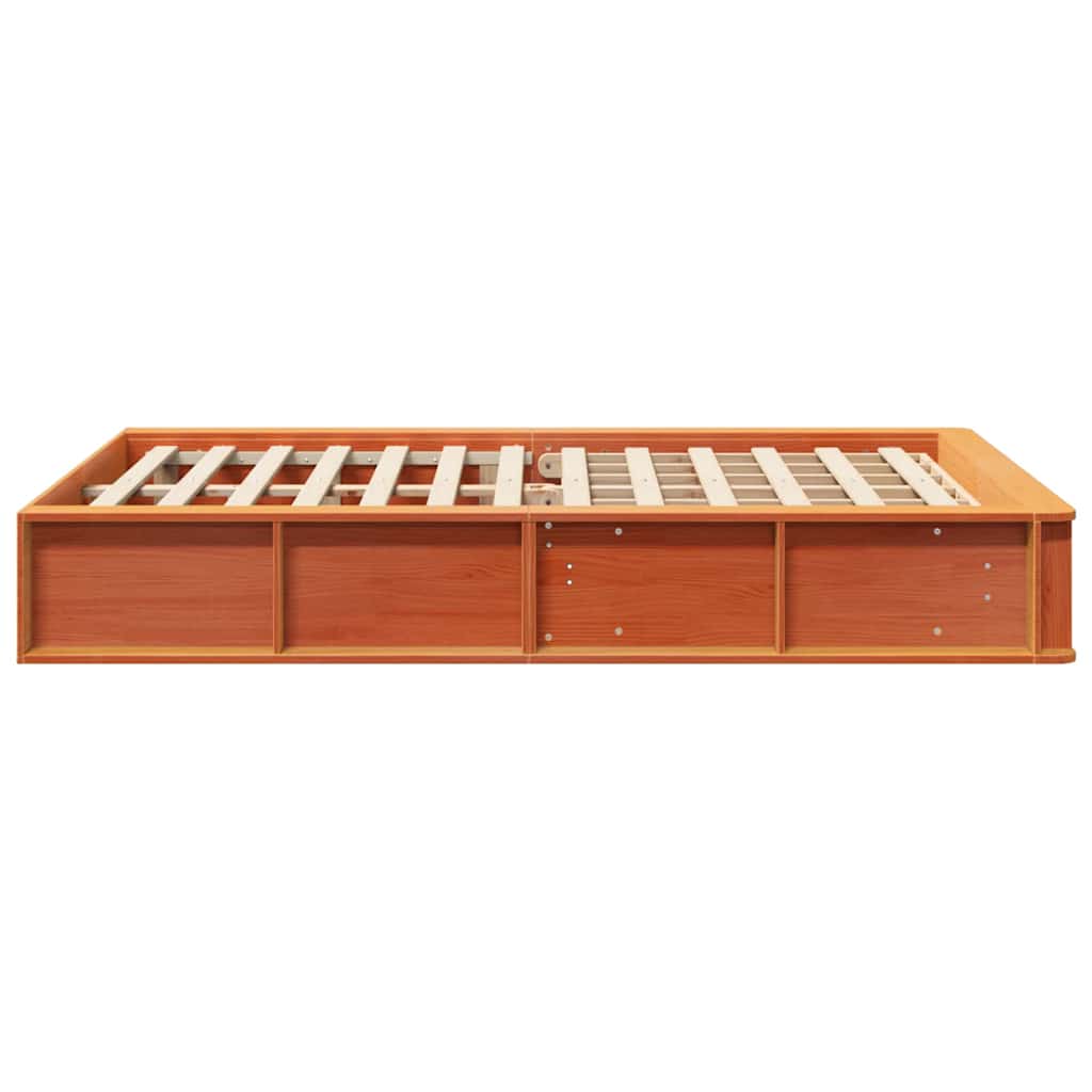 Bed Frame with Storage Wax brown 140 x 200 cm Solid Pine Wood