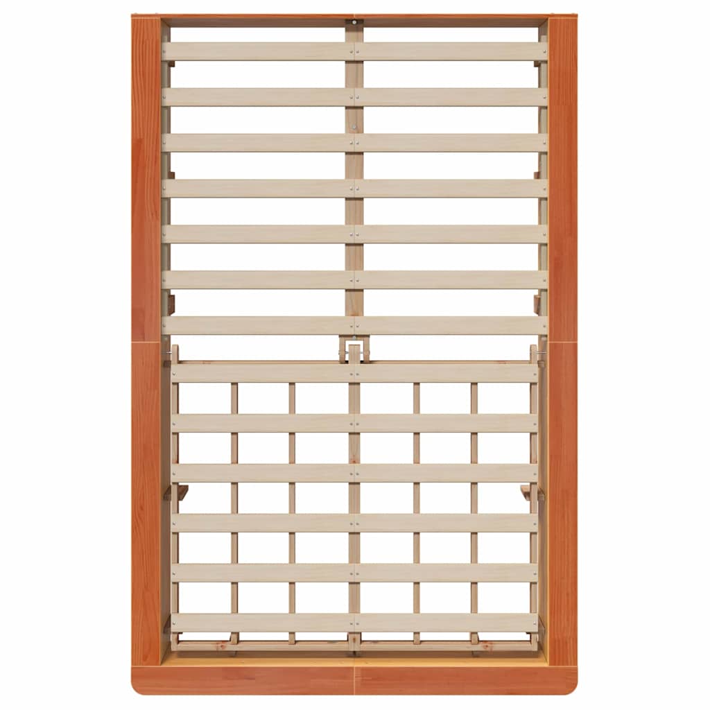 Bed Frame with Storage Wax brown 140 x 200 cm Solid Pine Wood